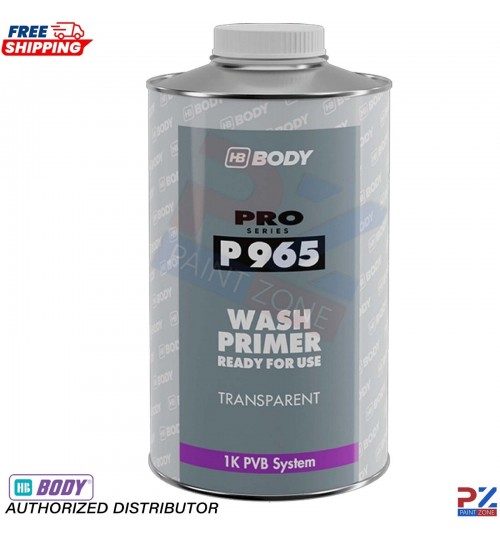 HB Body P965 1K Wash Primer 1L - Transparent Etch for Aluminium, Galv, Stainless